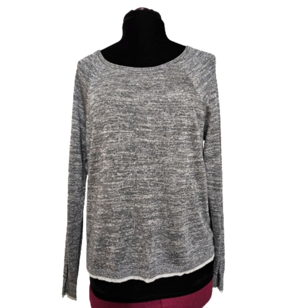 Joie Silver Metallic Raglan‎ Sleeve Lightweight Pullover Boat Neck Knit Top